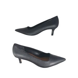 Franco Sarto Kim Black Pointed Toe Kitten Heel Pumps Womens 7.5 M Low Heel Shoes